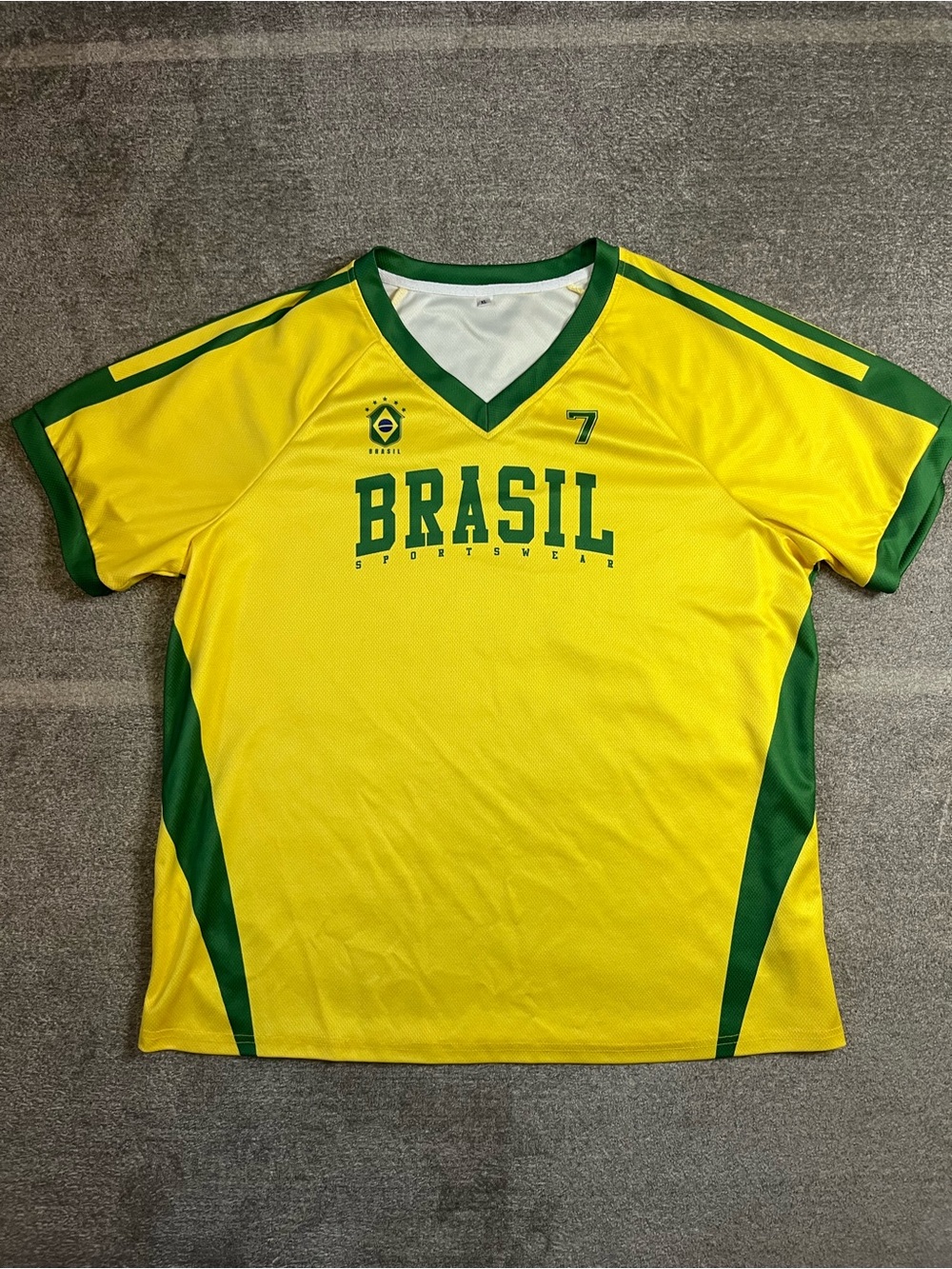 BRASIL Yellow & Green Men's Jersey XL #7 soccer athletic Athleisure